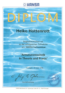 Hansa Armaturentechnik Fachseminar Heiko Hottenrott, 1996